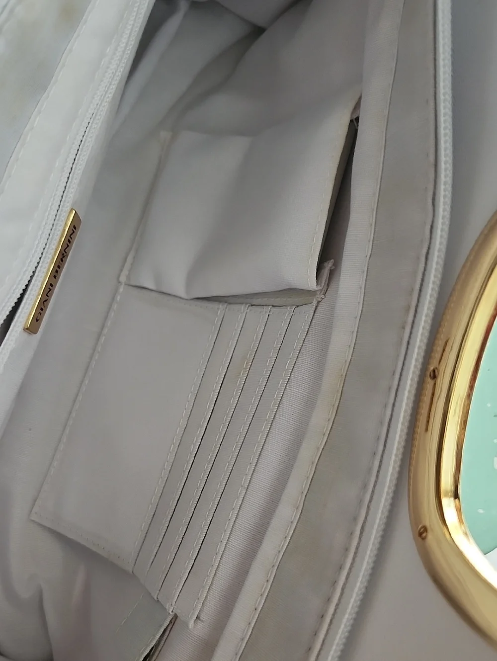 Giani Bernini White Leather Clutch with Gold Hardware